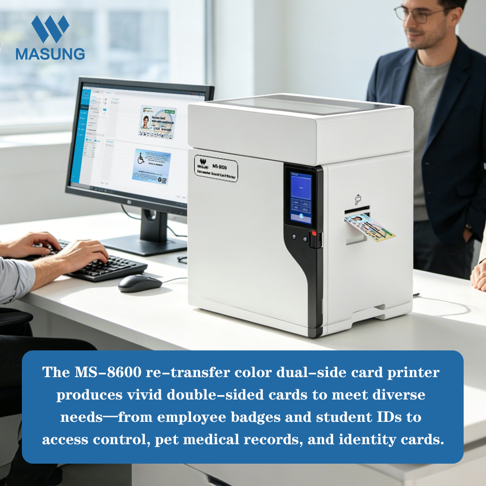 Masung MS-8600 Industrial-Grade 600 DPI Color Retransfer PVC Card Printer - Image 9