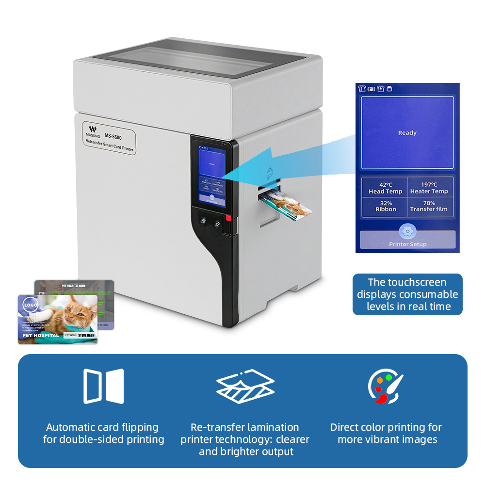 Masung MS-8600 Industrial-Grade 600 DPI Color Retransfer PVC Card Printer - Image 6
